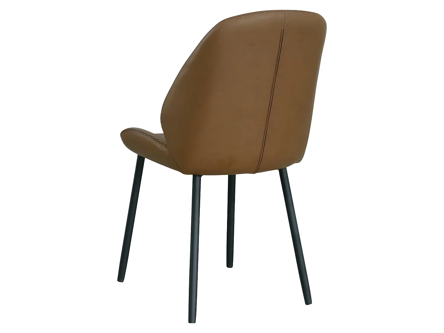 Chaise De Salle À Manger Monte Carlo En Pu Vintage Marron Avec Pieds Noirs