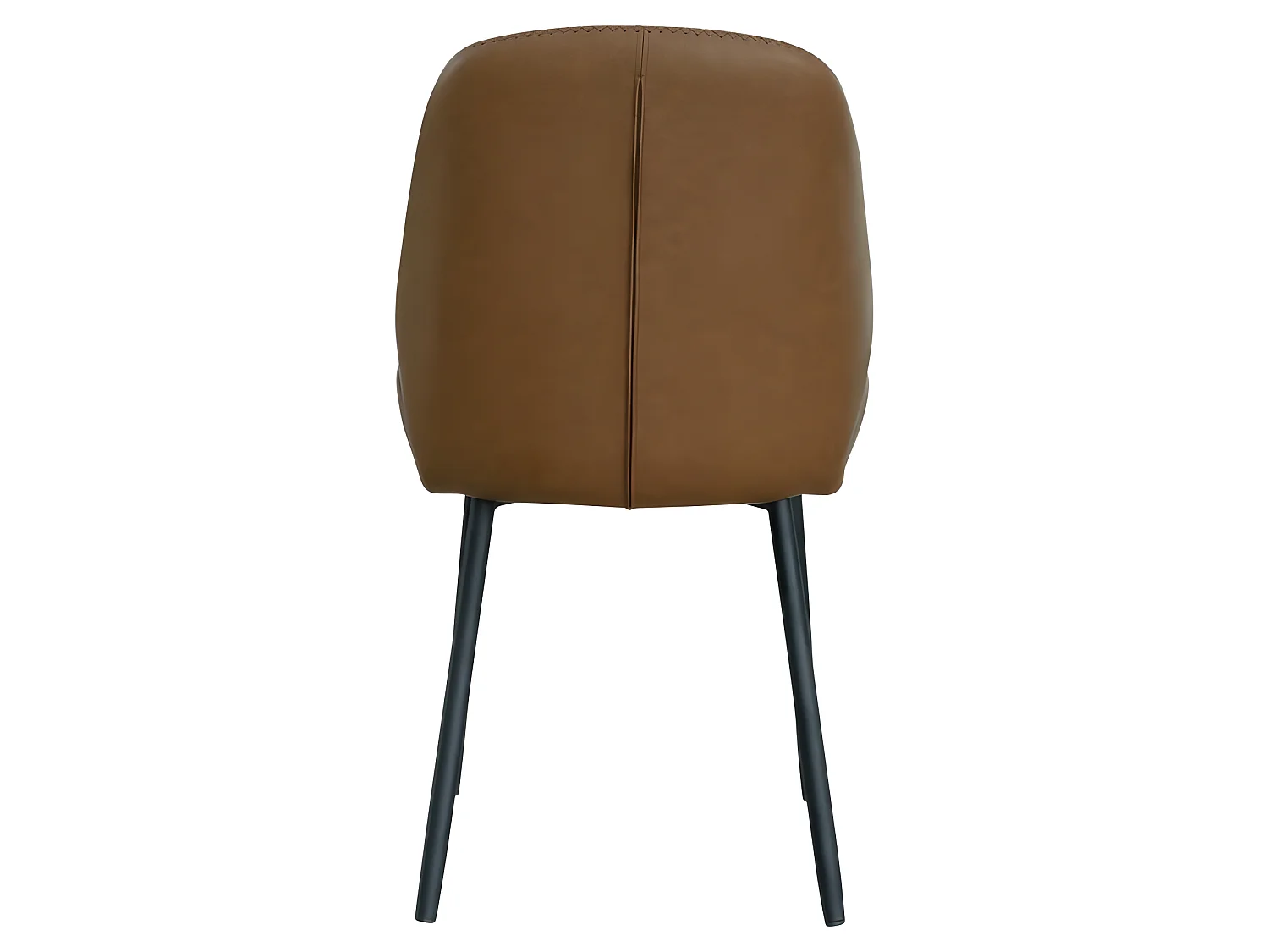 Chaise De Salle À Manger Monte Carlo En Pu Vintage Marron Avec Pieds Noirs