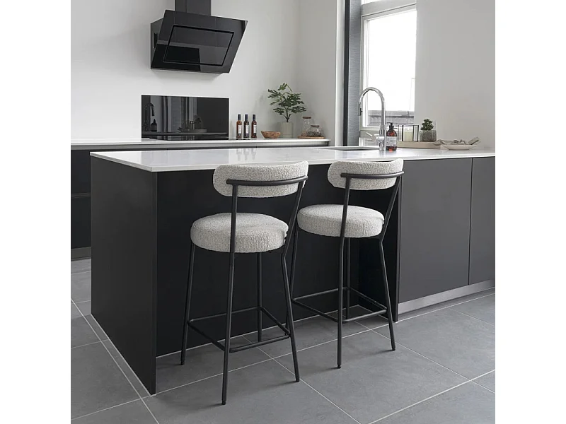 Chaise Monte Carlo Tissu Beige Et Pieds Noirs