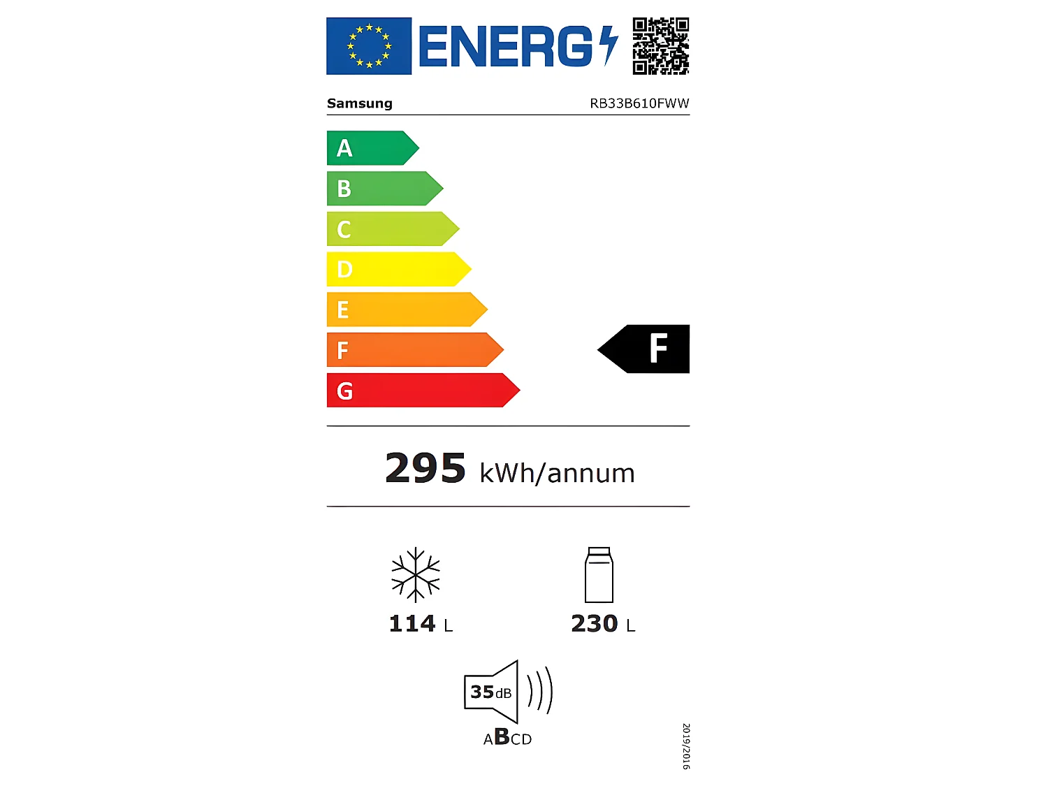 Samsung RB33B610FWW Frigorifero Combinato EcoFlex No Frost 344L Classe F Bianco