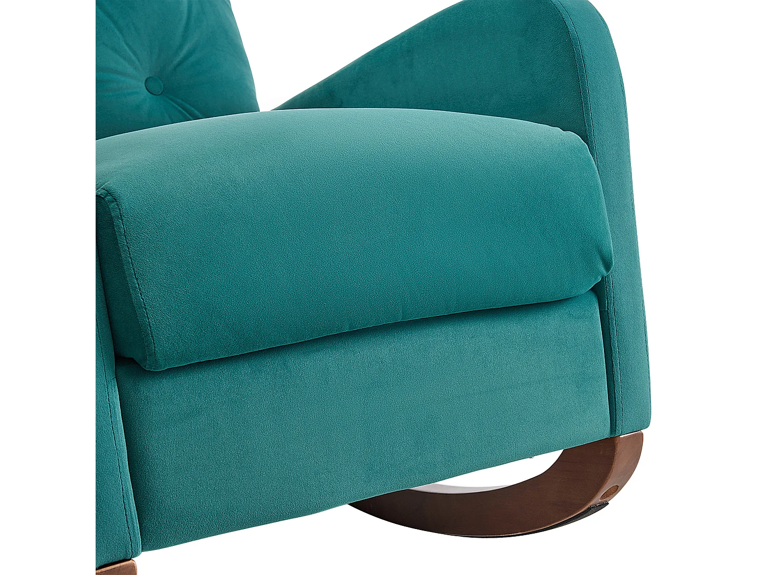 Schaukelstuhl mit hoher Rückenlehne, Armlehnen und Seitentaschen – Beine aus Massivholz – Grün