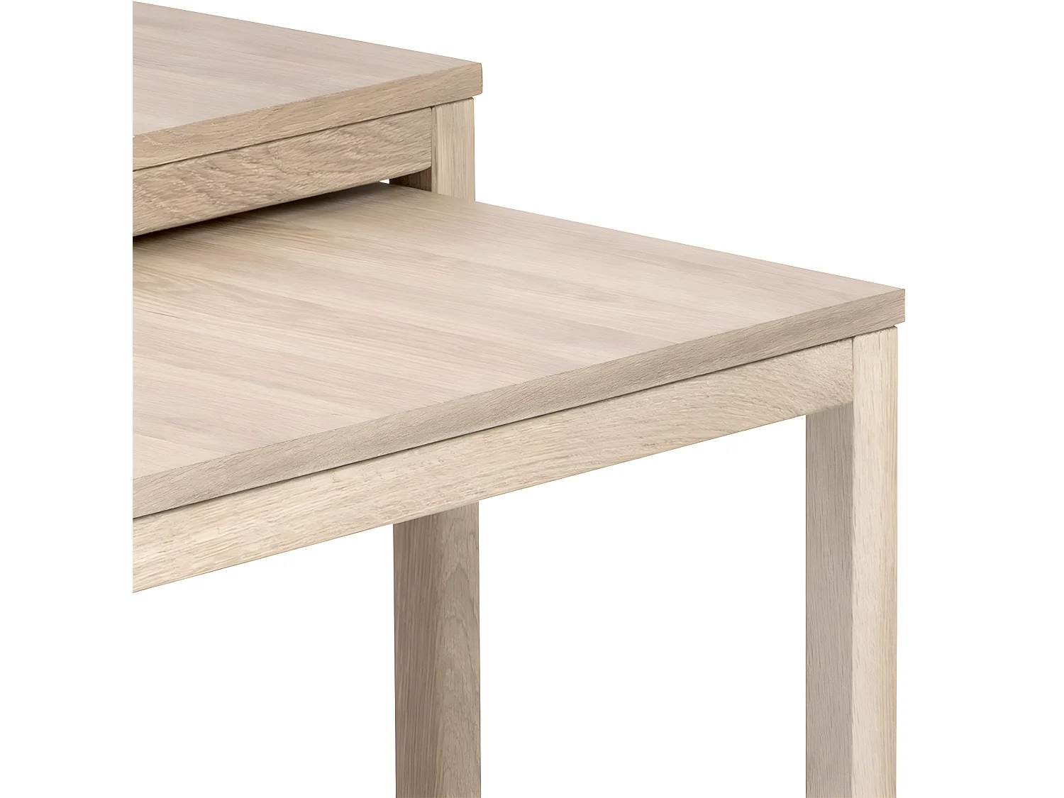 Corn Couchtisch 2 stk. in massiver Eiche und Eichenfurnier weiss gelaugt.