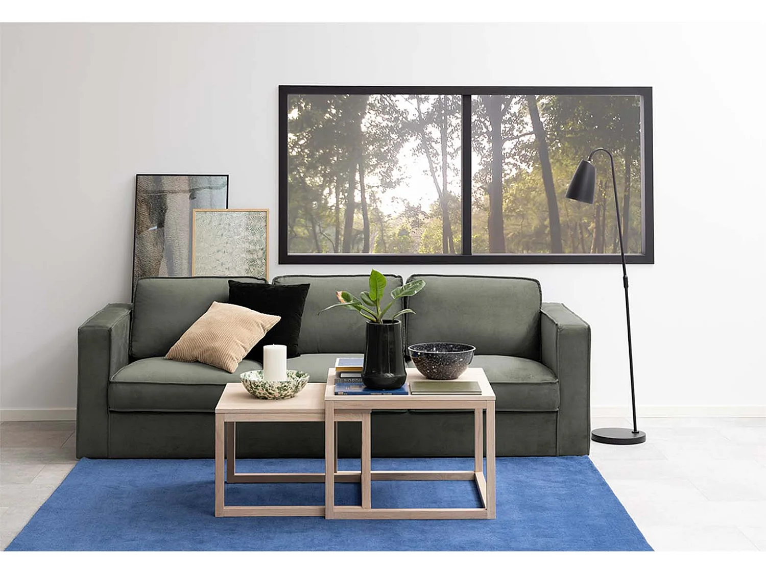 Corn Couchtisch 2 stk. in massiver Eiche und Eichenfurnier weiss gelaugt.