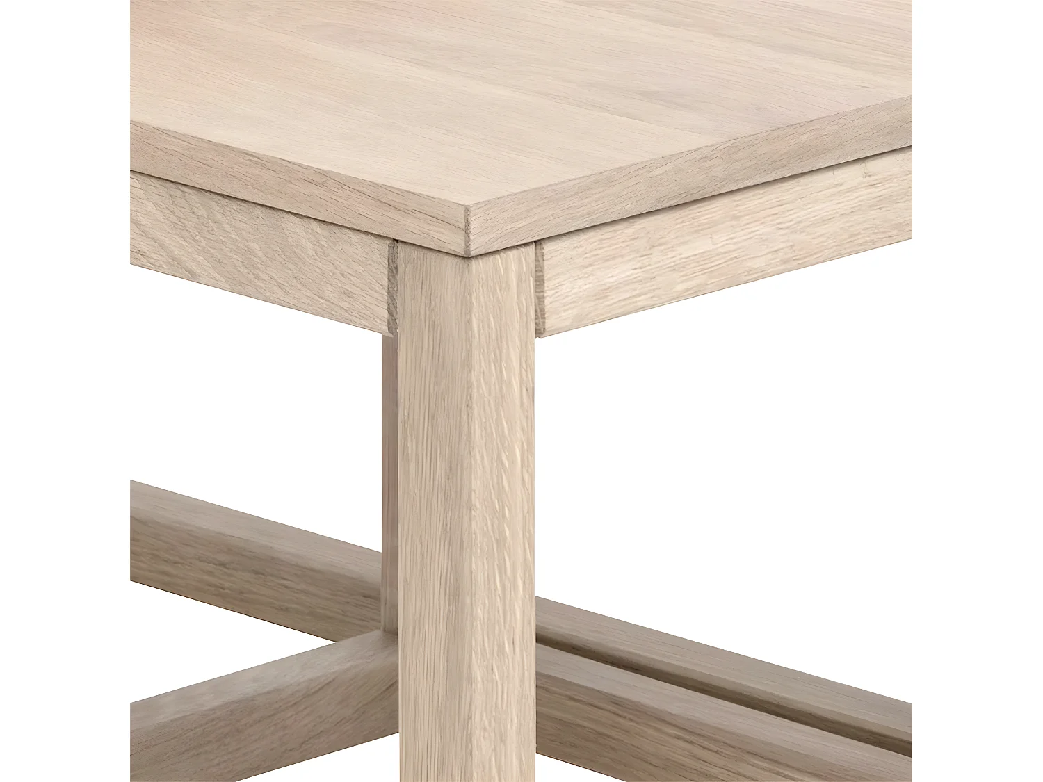 Corn Table basse 2 pièces en chêne massif et, en plaqué chêne délavé blanc.