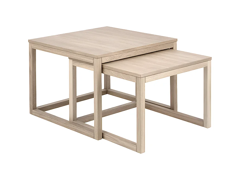 Corn set salontafels eiken wit geloogd.