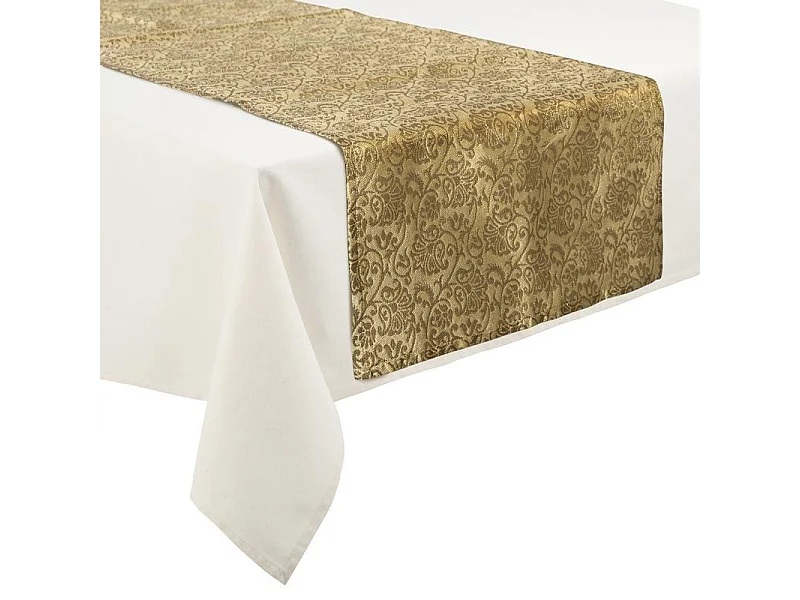 Chemin de Table "Héritage" 45x150cm Beige & Or