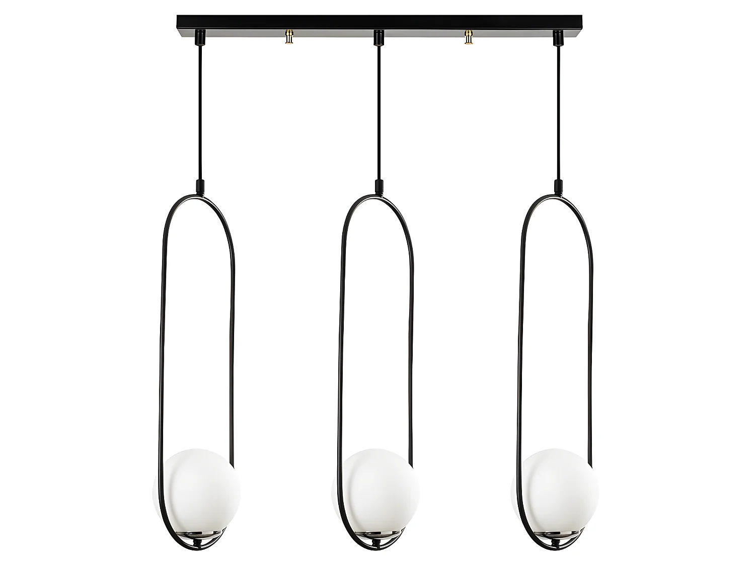 Lampada da soffitto moderna Garet con anelli ovali e 3 sfere in vetro 3xE27