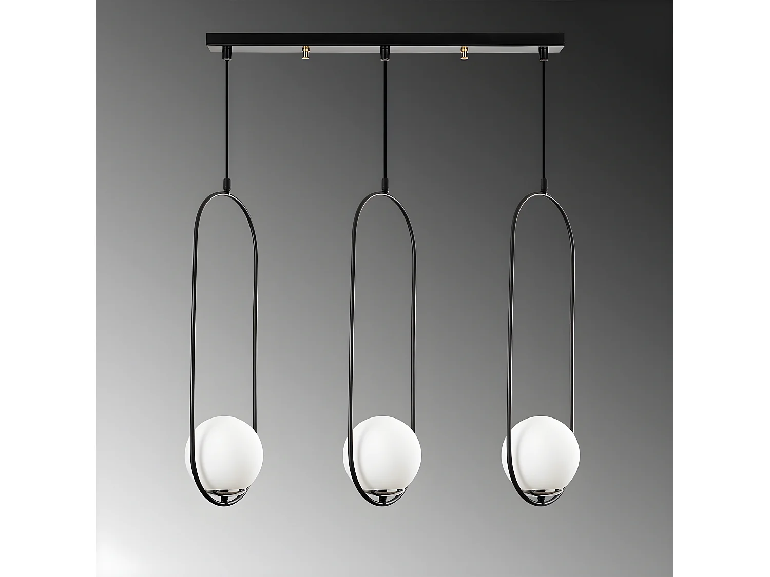 Lampada da soffitto moderna Garet con anelli ovali e 3 sfere in vetro 3xE27