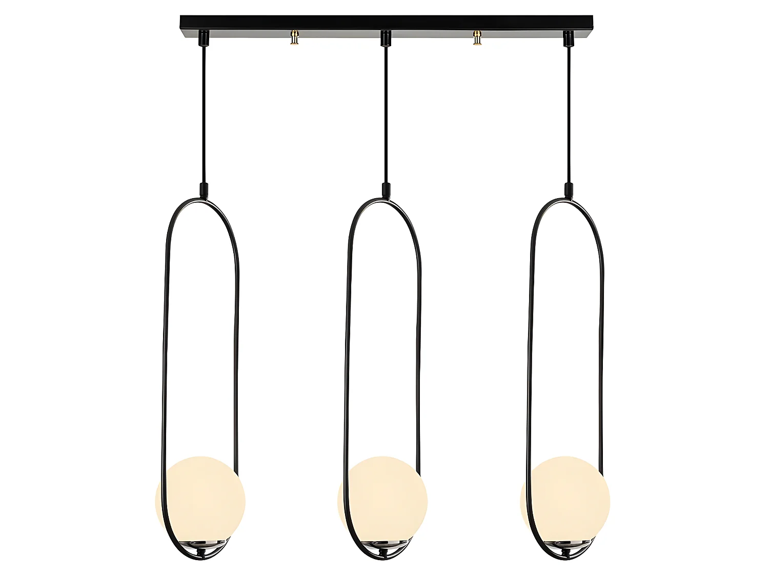 Lampada da soffitto moderna Garet con anelli ovali e 3 sfere in vetro 3xE27