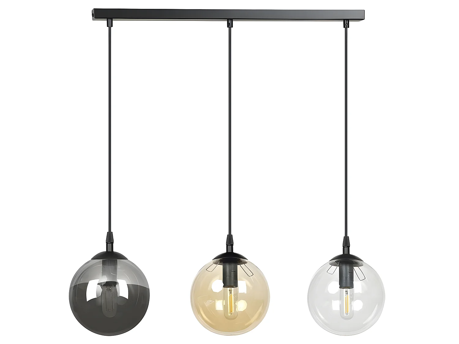 Regleta de techo Sagan moderno negro con esferas de cristal en diferentes colores 3xE14