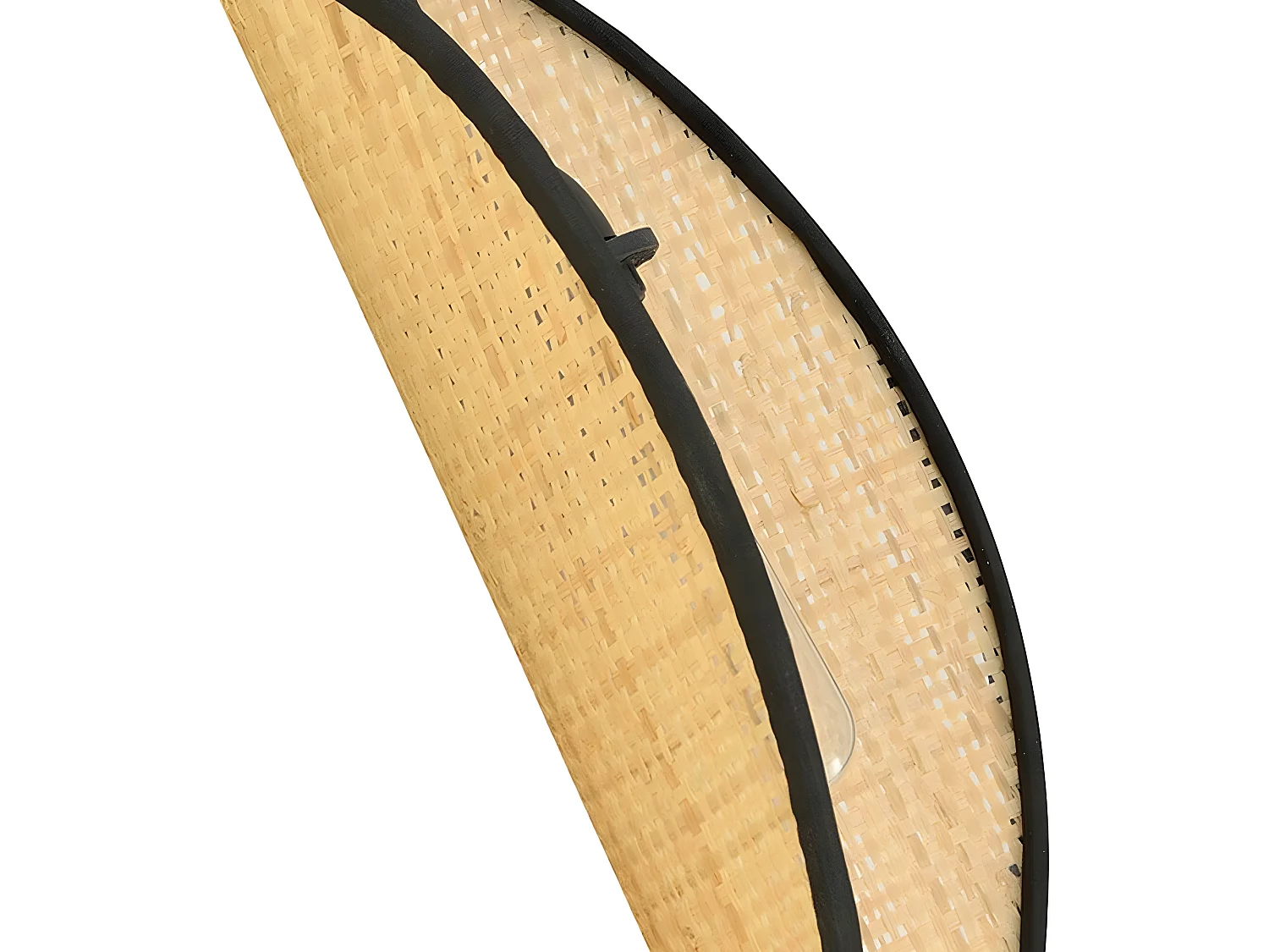 Lampadario Flik con 4 paralumi in tessuto a forma di foglia in rattan e nero 4xE14 ø102