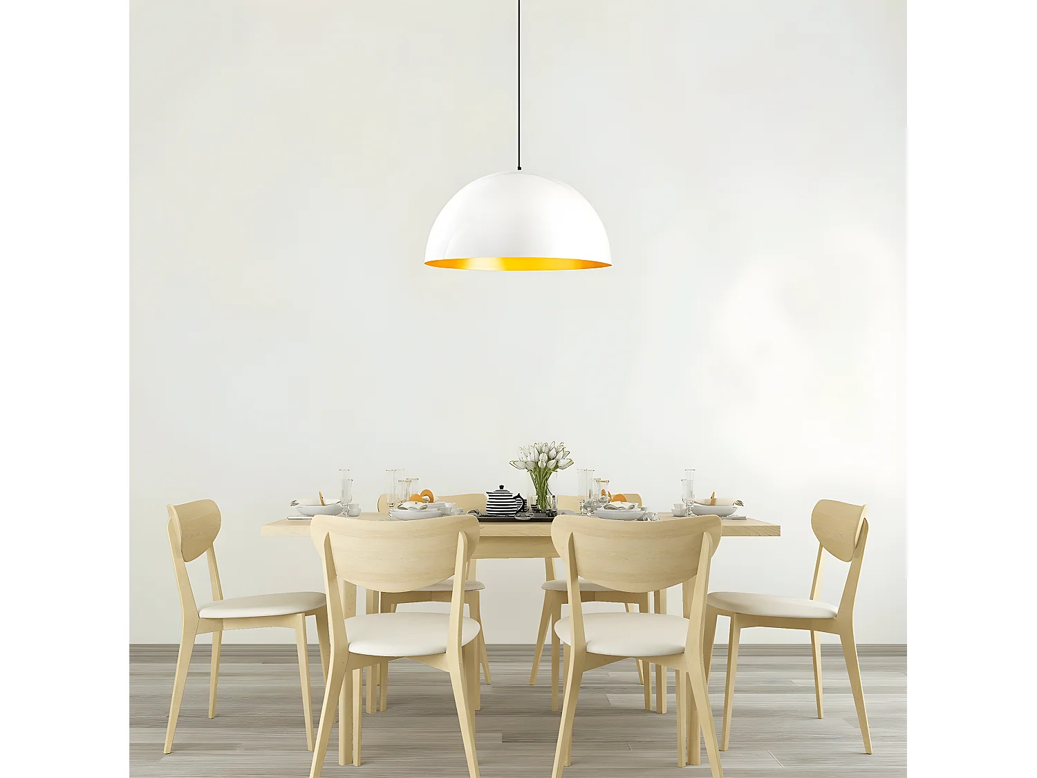 Lampada da soffitto Harvey bianca nordica con interno dorato in stile nordico 1xE27 ø60cm