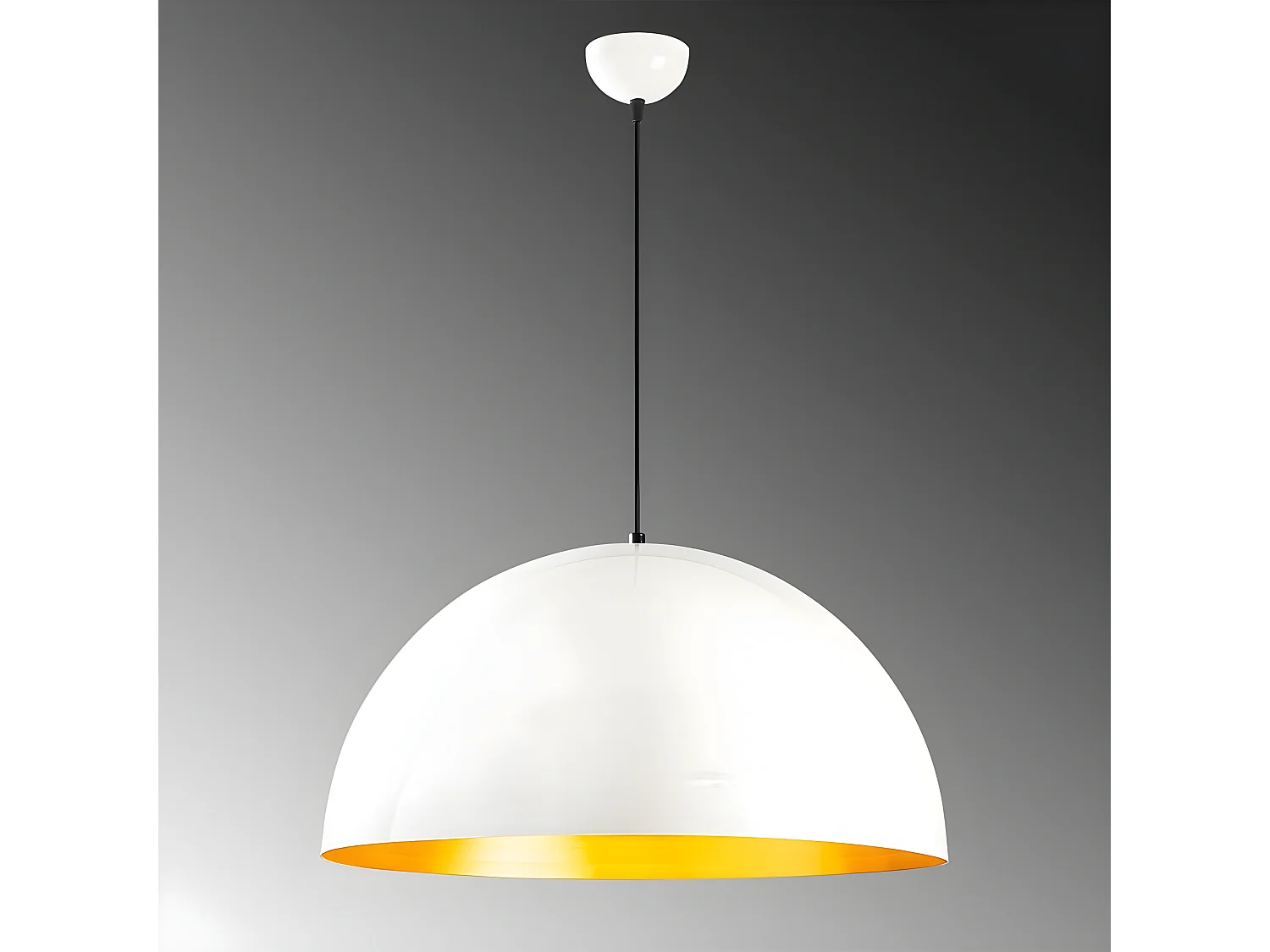 Plafonnier Harvey nordique blanc avec intérieur doré de style nordique 1xE27 ø60cm