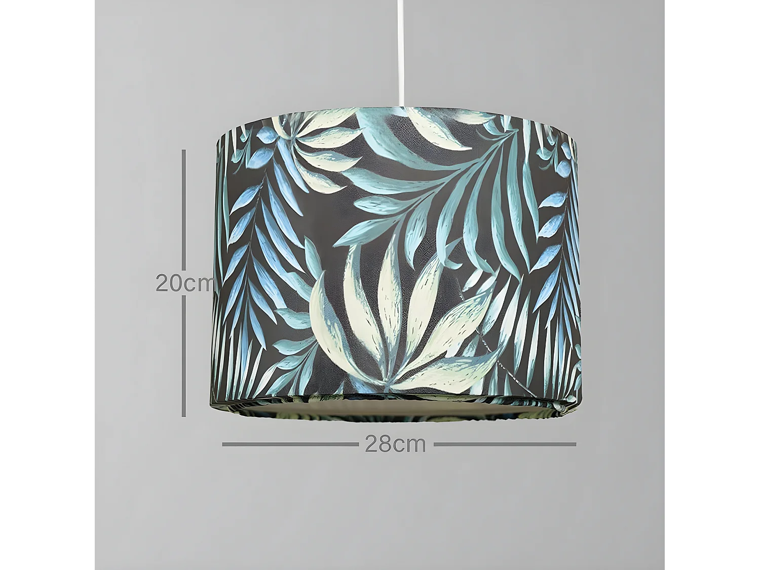 Suspension Tefe avec revêtement en tissu imprimés jungle bleue 1xE27 ø28cm