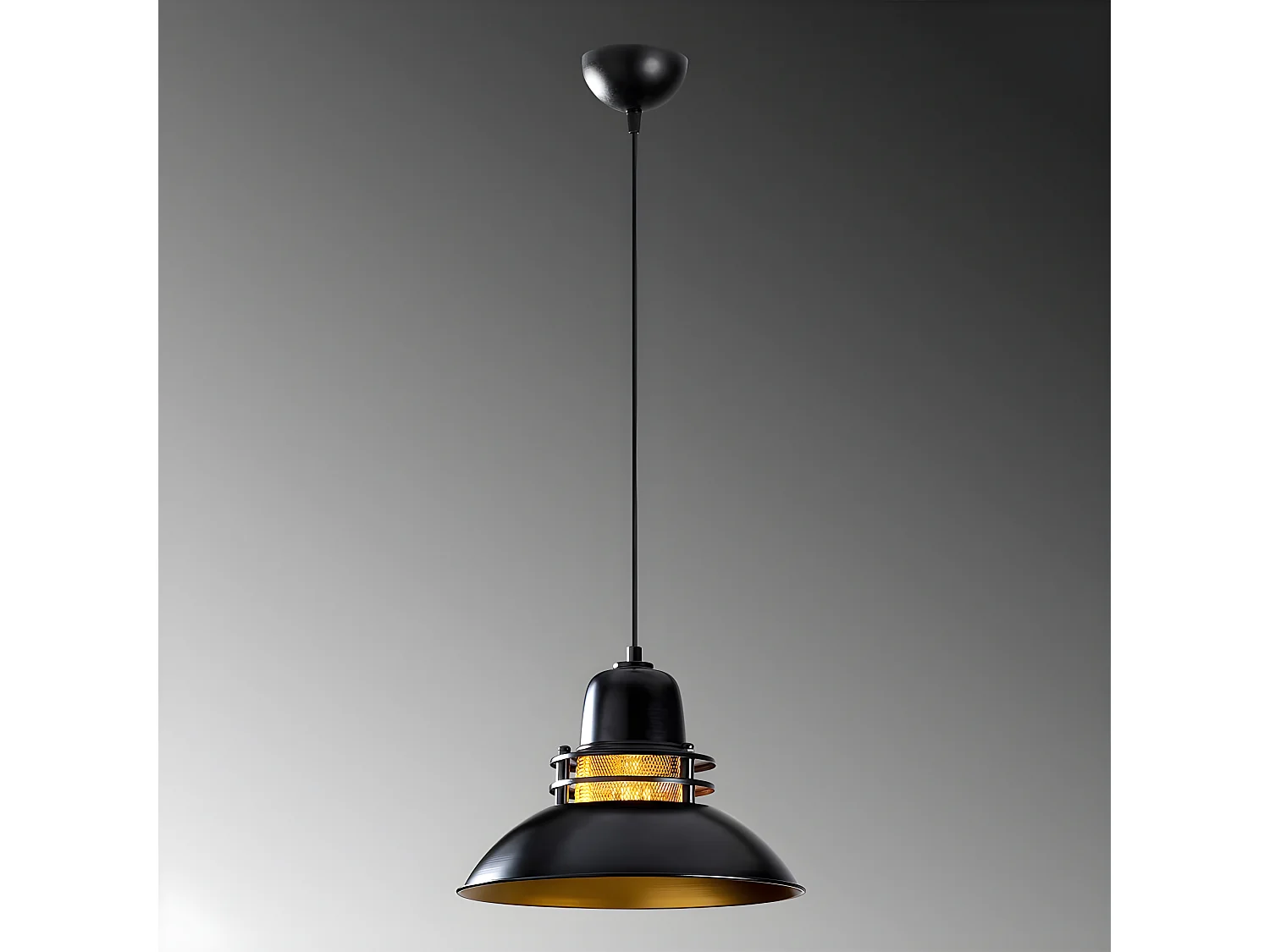 Schwarze Deckenleuchte Harvey mit dekorativem Gitter 1xE27 ø34cm