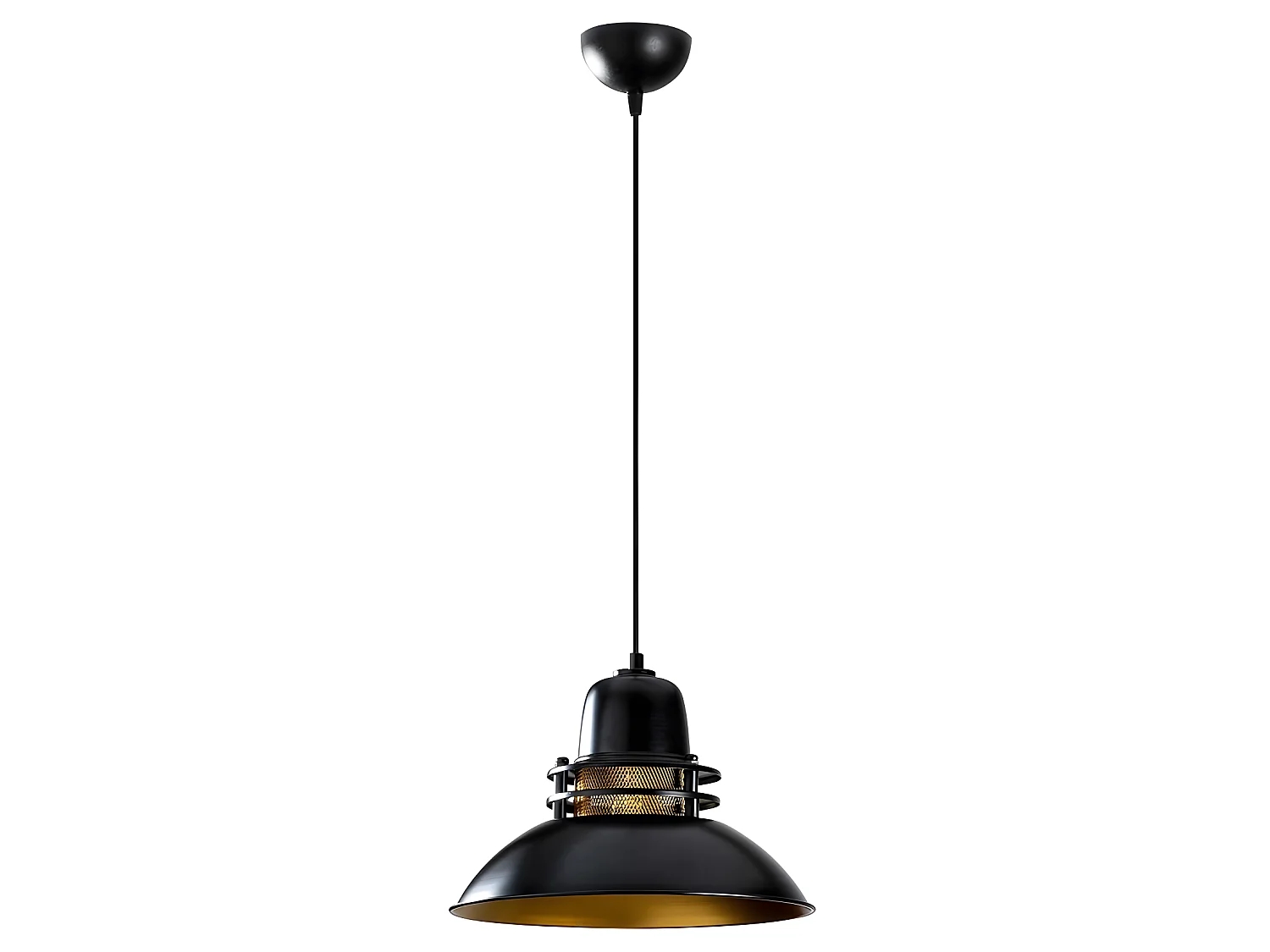 Plafonnier rétro vintage noir Harvey avec grille décorative 1xE27 ø34cm