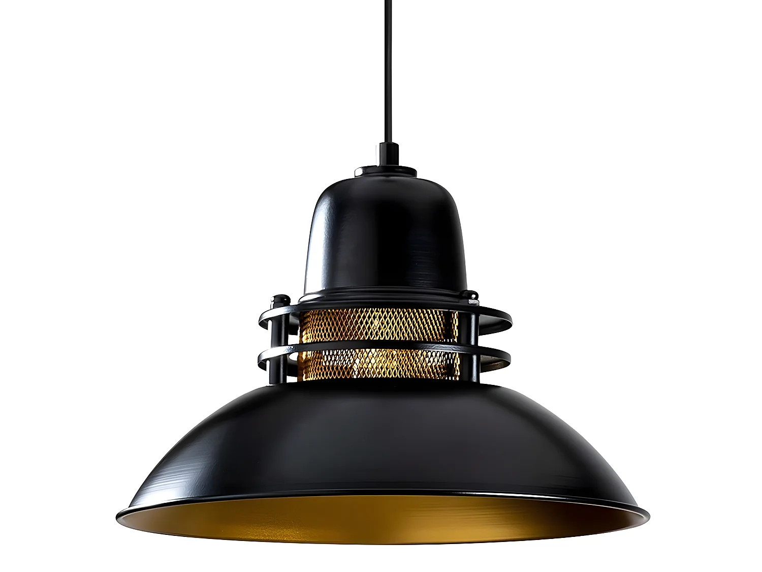 Plafonnier rétro vintage noir Harvey avec grille décorative 1xE27 ø34cm