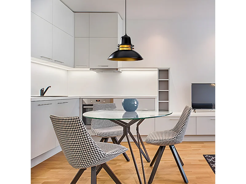 Zwarte Harvey Plafondlamp met sierrooster 1xE27 ø34cm