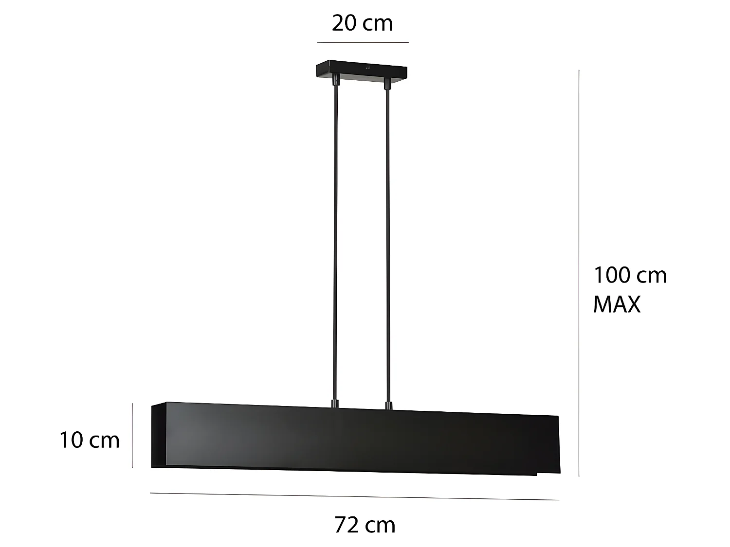 Lámpara de techo lineal Tarlen con estructura de metal rectangular de 3 luces 3xE27