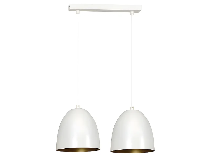 Jonix Nordic plafondstrip met 2 witte en gouden koepelvormige schermen 2xE27