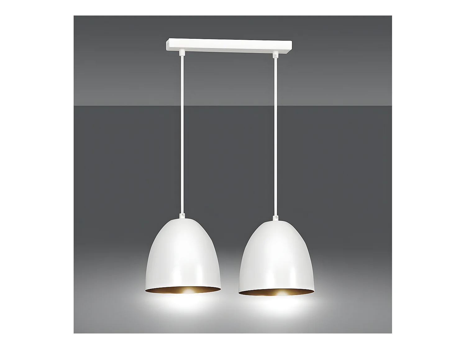 Regleta de techo Jonix nórdico con 2 pantallas en forma de cúpula blanco y dorado 2xE27