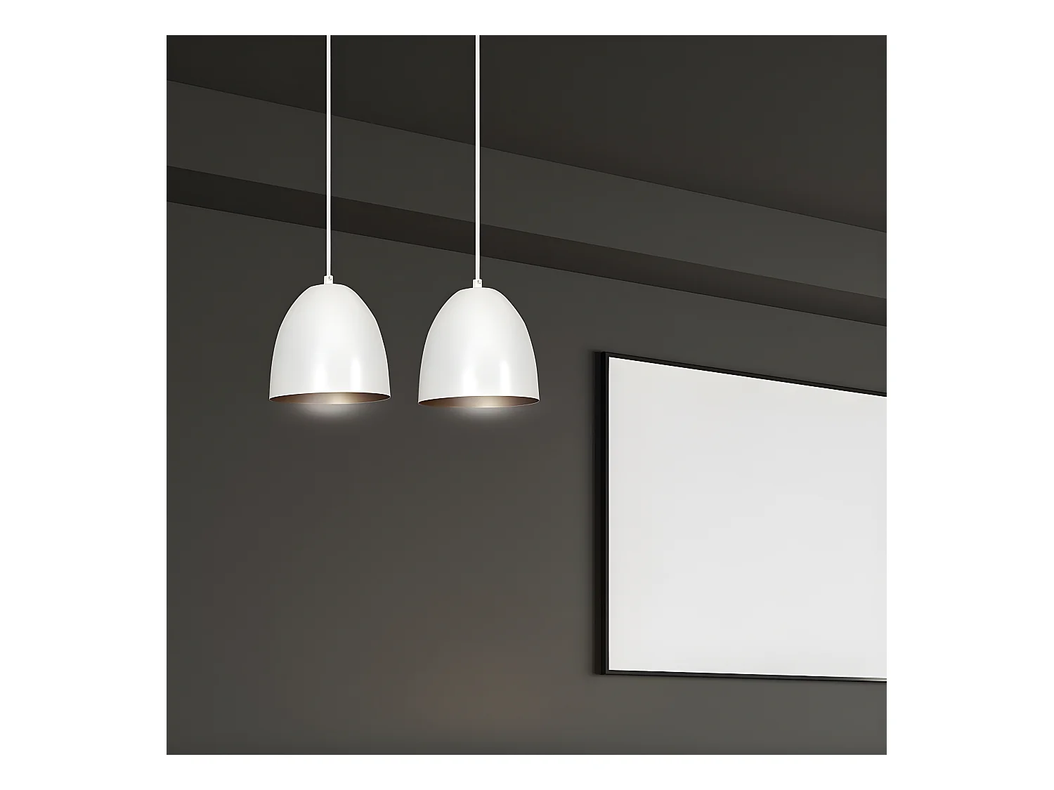 Regleta de techo Jonix nórdico con 2 pantallas en forma de cúpula blanco y dorado 2xE27