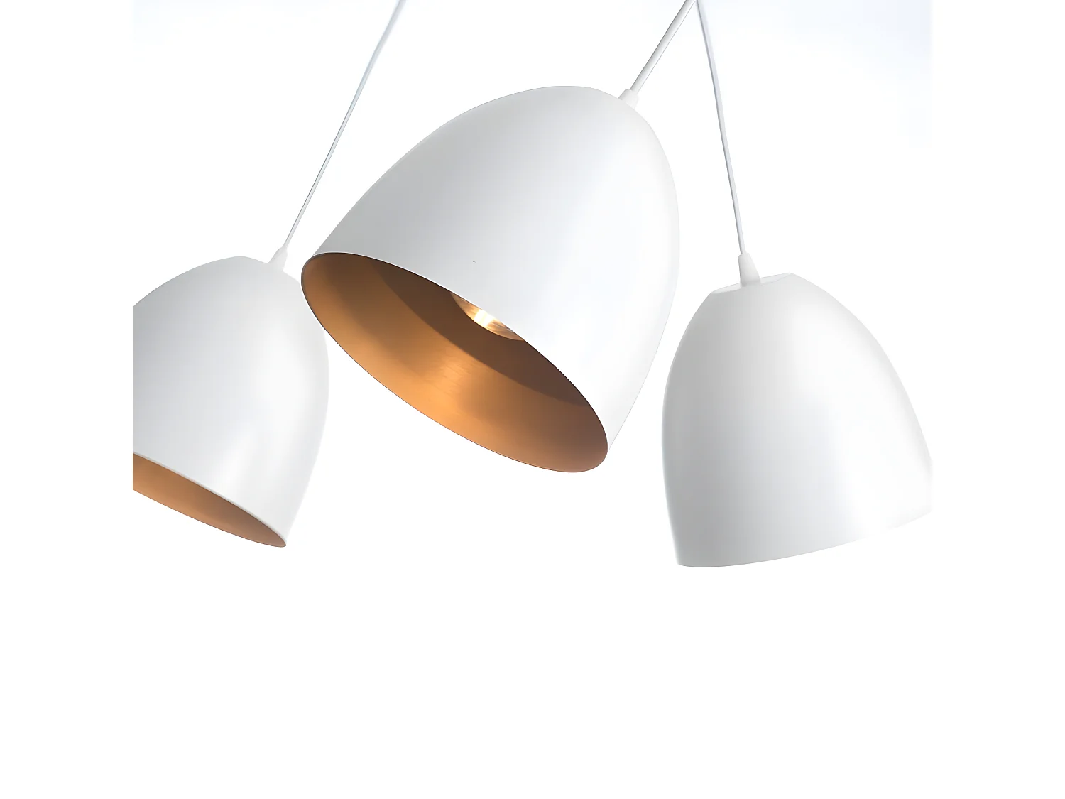 Jonix Nordic plafondstrip met 2 witte en gouden koepelvormige schermen 2xE27