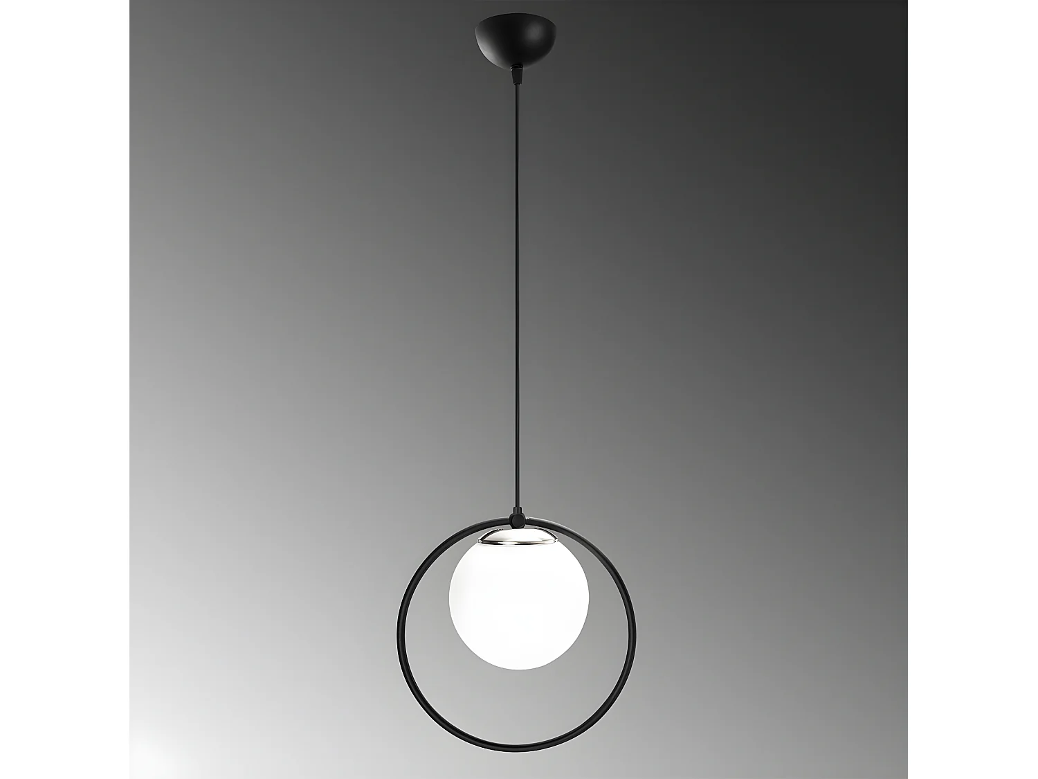 Lâmpada pendente Escott Black Ring com esfera de vidro 1xE27