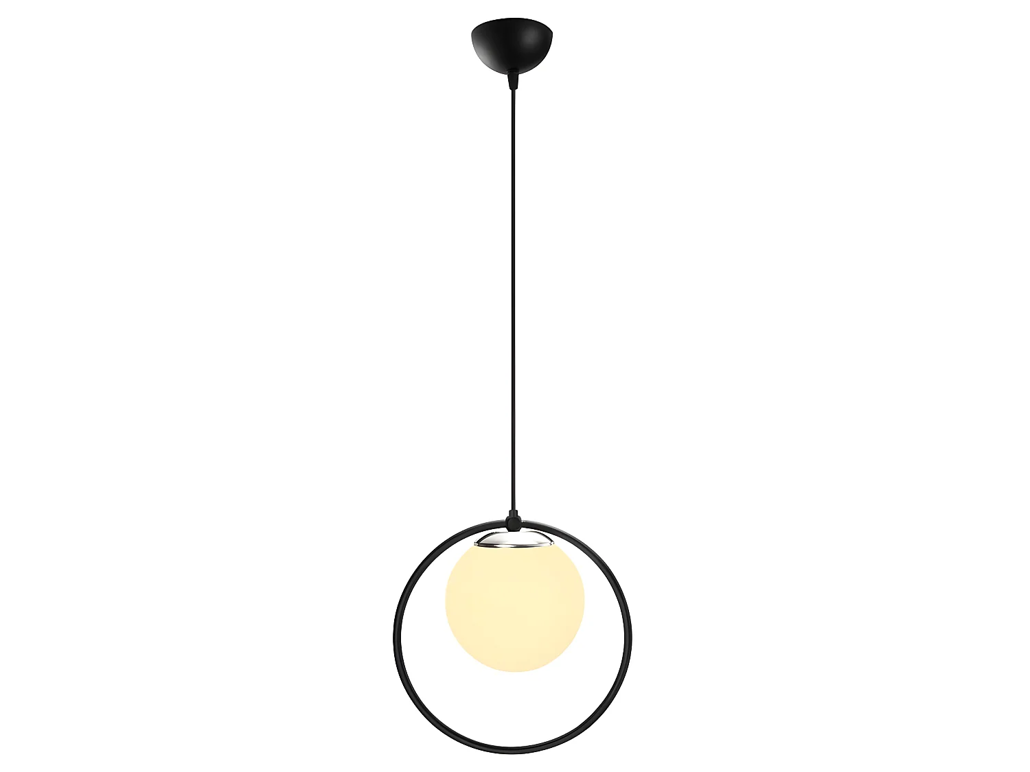 Lâmpada pendente Escott Black Ring com esfera de vidro 1xE27