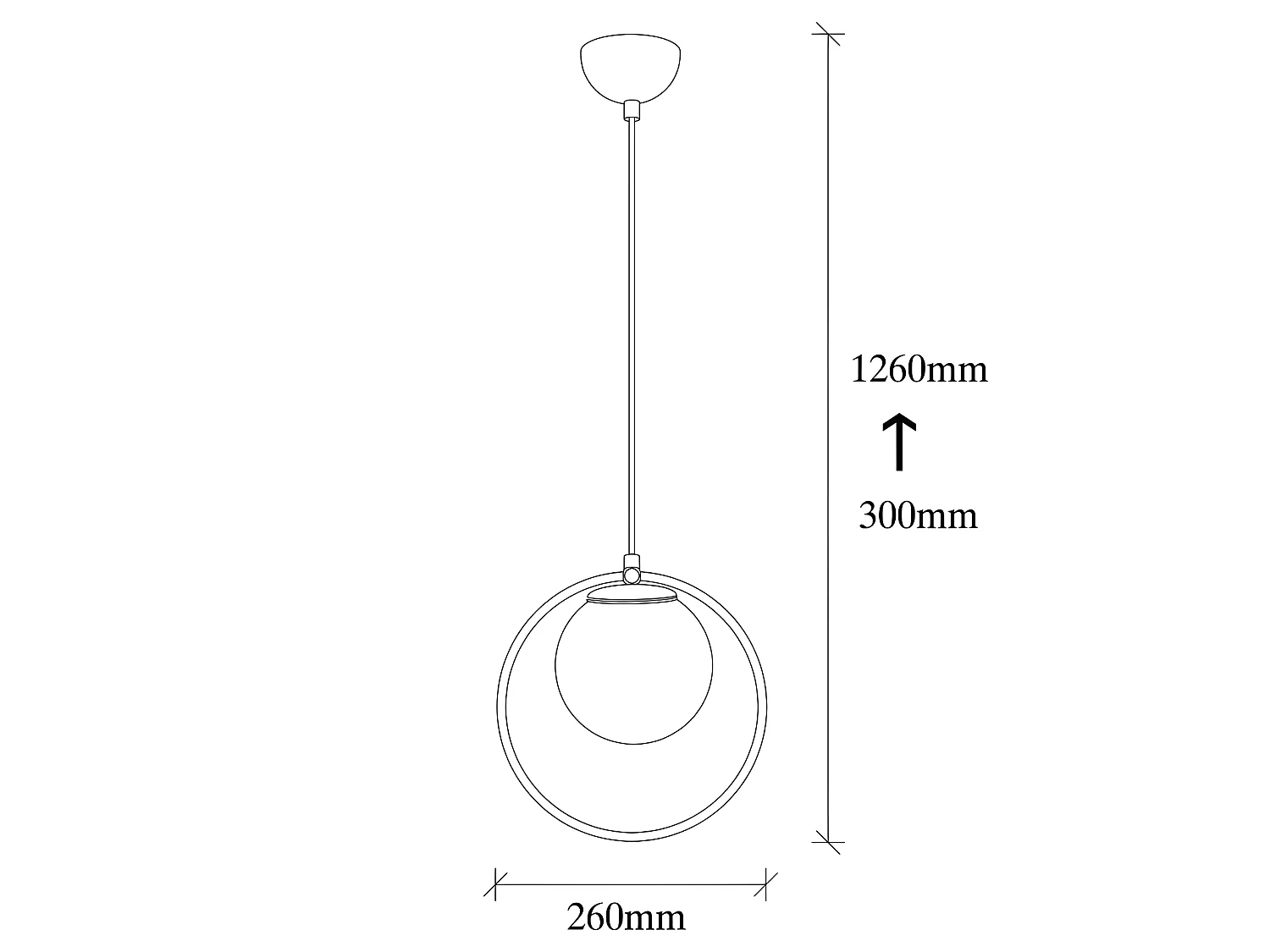 Lâmpada pendente Escott Black Ring com esfera de vidro 1xE27