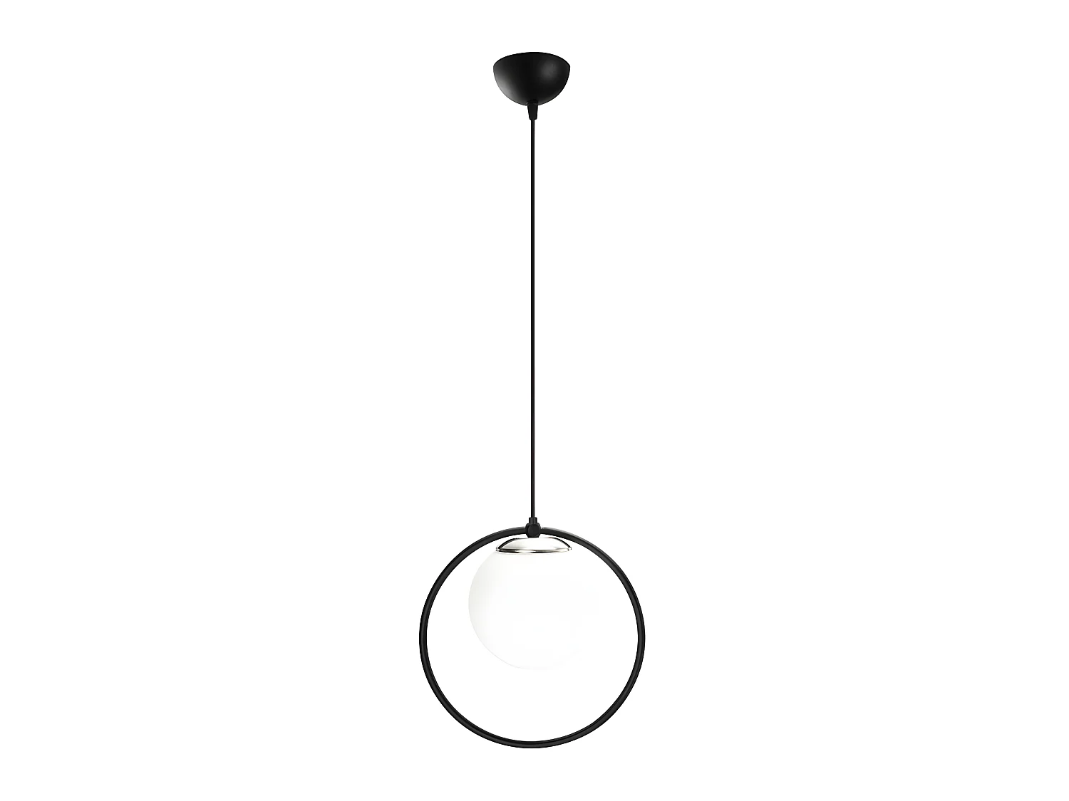 Suspension noire Escott en forme d'anneau et sphère en verre 1xE27