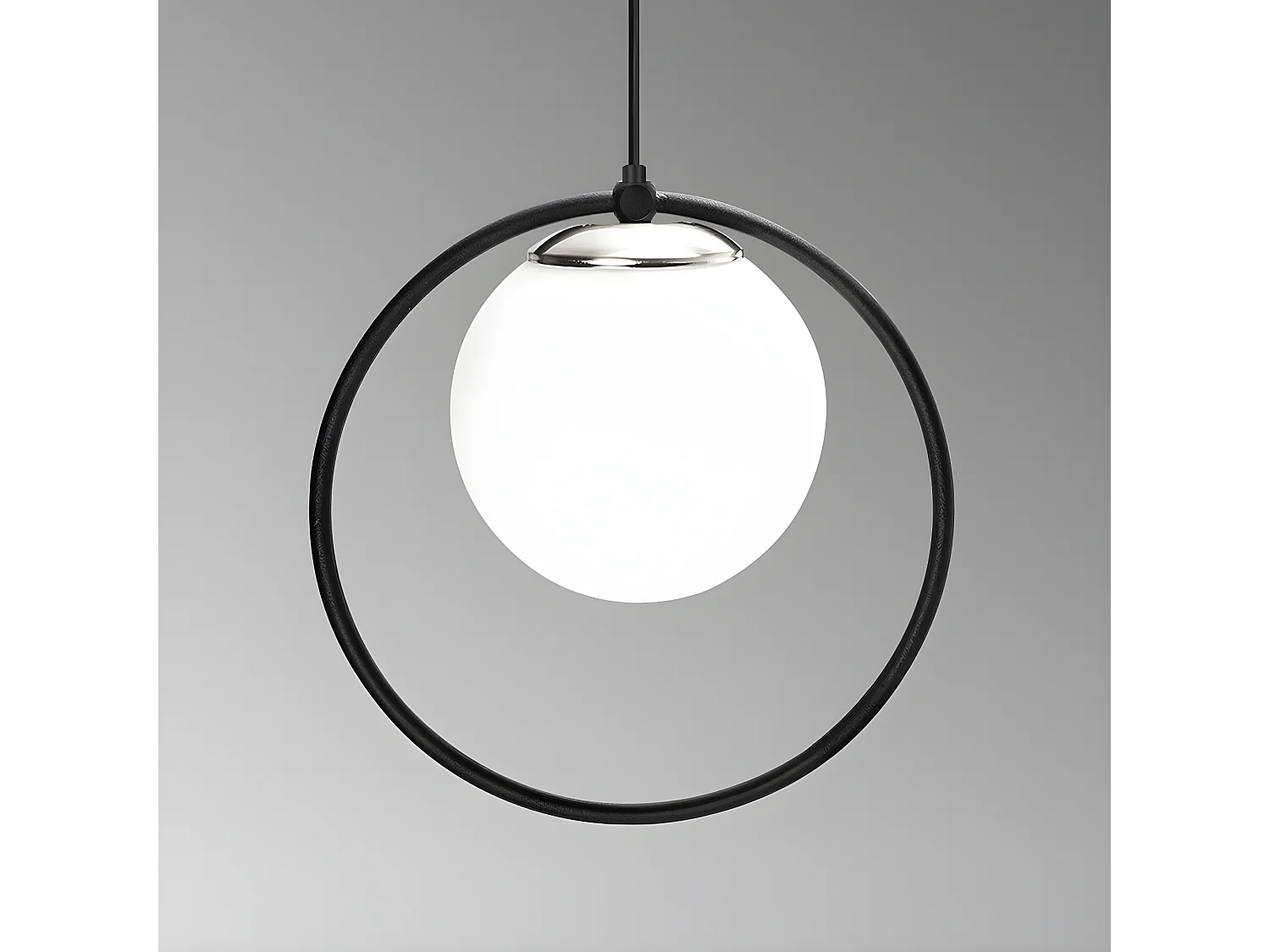 Suspension noire Escott en forme d'anneau et sphère en verre 1xE27