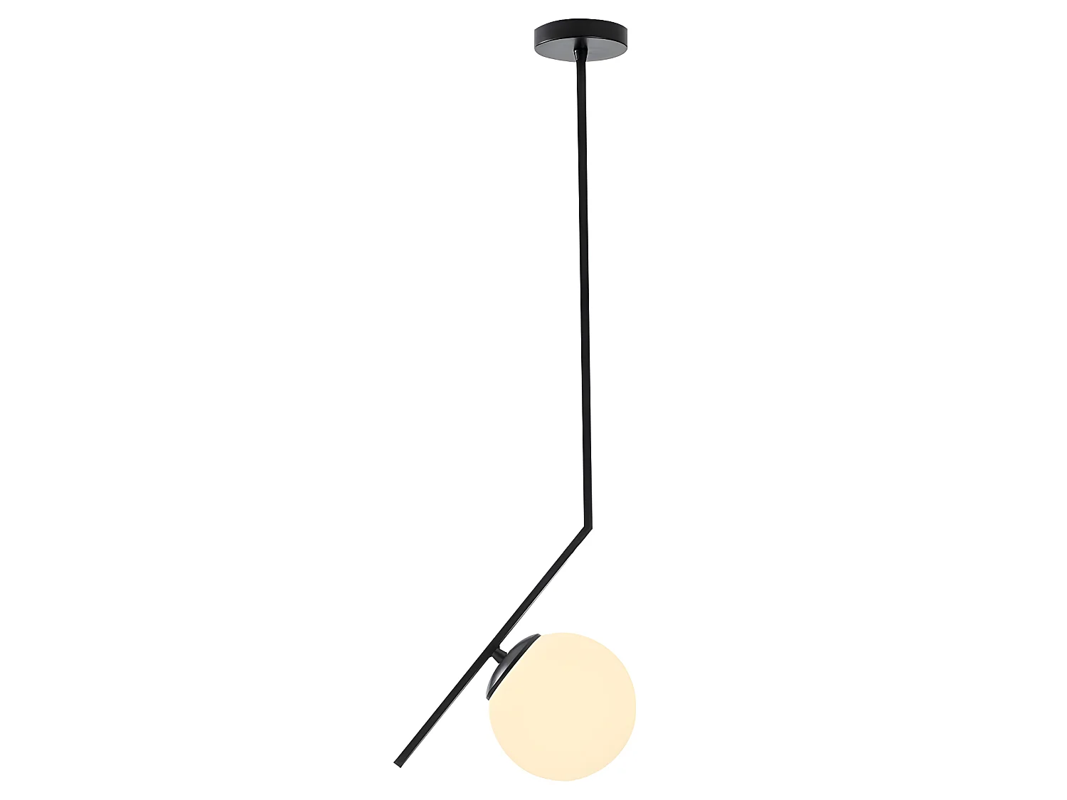 Zwarte Plafondlamp Escott met glazen bol in Scandinavische stijl 1xE27