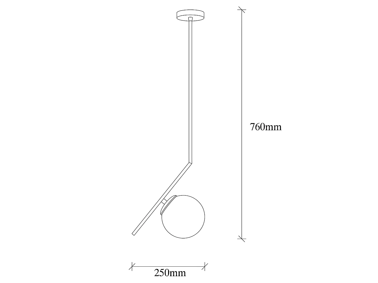 Zwarte Plafondlamp Escott met glazen bol in Scandinavische stijl 1xE27