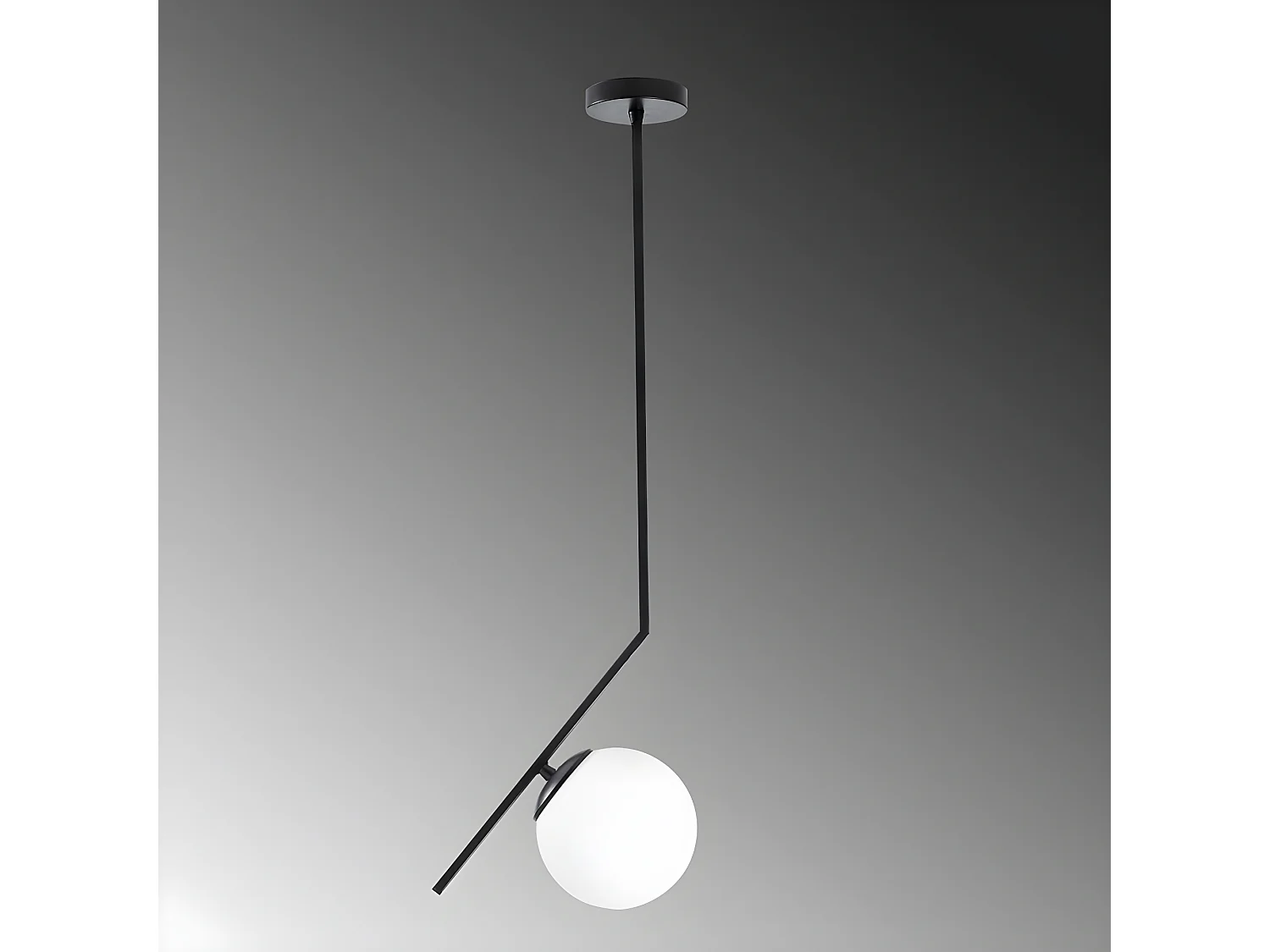 Plafonnier noir Escott avec sphère en verre de style nordique 1xE27