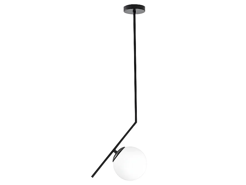 Zwarte Plafondlamp Escott met glazen bol in Scandinavische stijl 1xE27