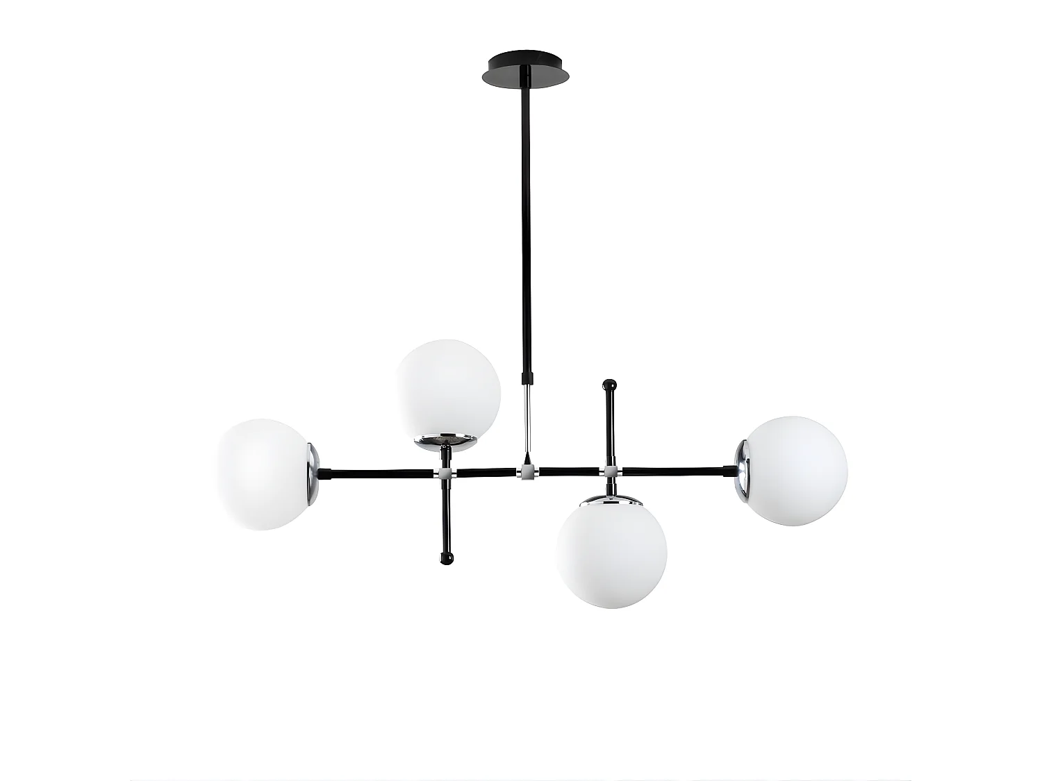 Moderne Plafondlamp Dival in zwart en chroom met 4 glazen bollen 4xE27