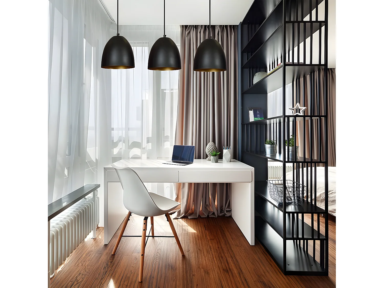 Suspension linéaire Jonix nordic avec 3 abat-jour en forme de dôme noir et or 3xE27