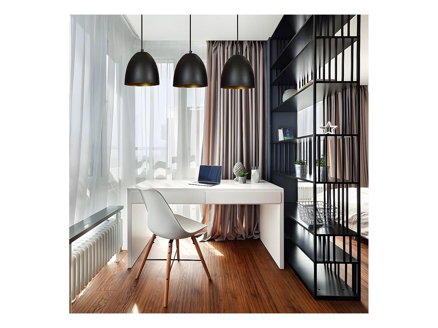 Regleta de techo Jonix nórdico con 3 pantallas en forma de cúpula negro y dorado 3xE27