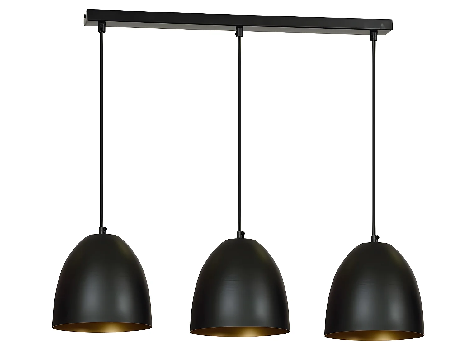 Jonix Nordic plafondstrip met 3 koepelvormige schermen zwart en goud 3xE27