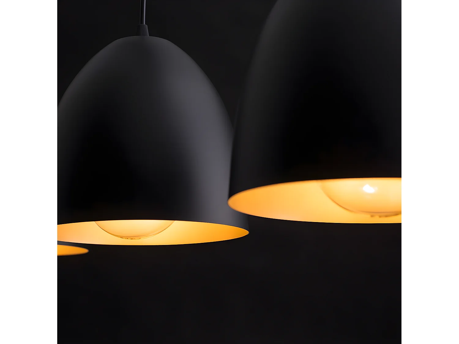 Jonix Nordic plafondstrip met 3 koepelvormige schermen zwart en goud 3xE27