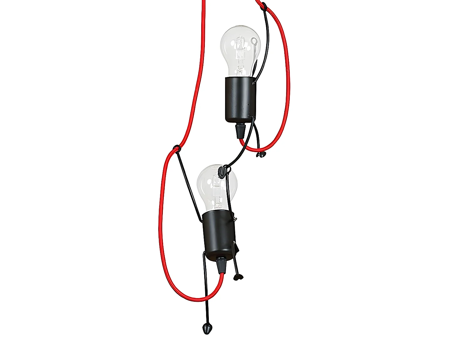 Suspension enfant Mime en métal noir avec câbles rouges 2xE27 ø20cm