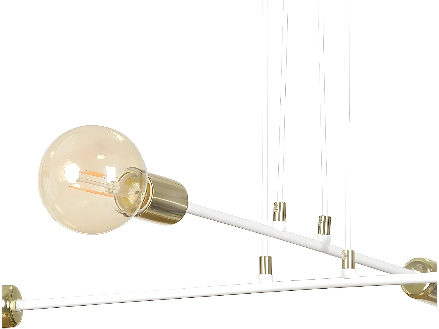 Lampada da soffitto Sives con barre in metallo bianco e 4 portalampade dorati 4xE27 ø70cm