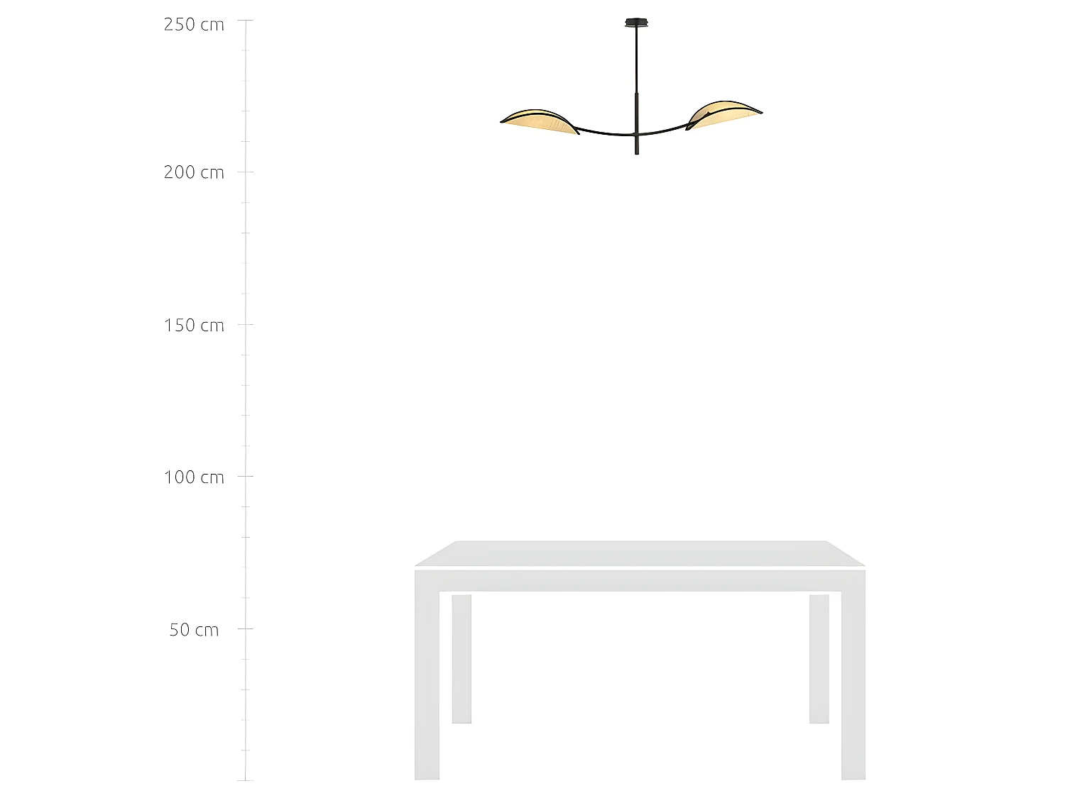 Suspension Flik avec 2 abat-jour en tissu en forme de feuille en rotin et noir 2xE14
