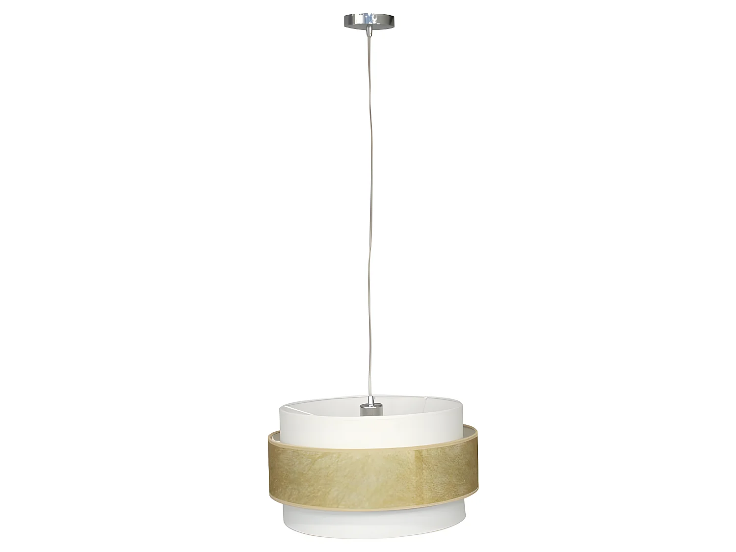 Lampada a sospensione Medina con striscia dorata e paralume in lino bianco 1xE27 ø40cm