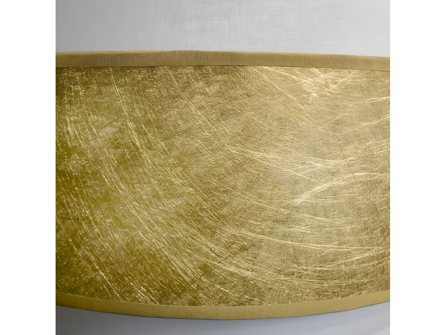 Lampada a sospensione Medina con striscia dorata e paralume in lino bianco 1xE27 ø40cm