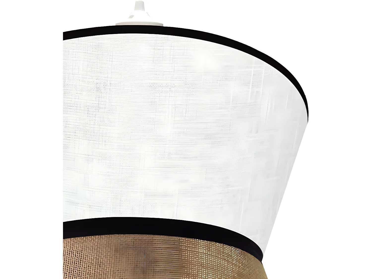 Lampada a sospensione Sacolino con paralume in lino bianco e linee nere 1xE27 ø35cm