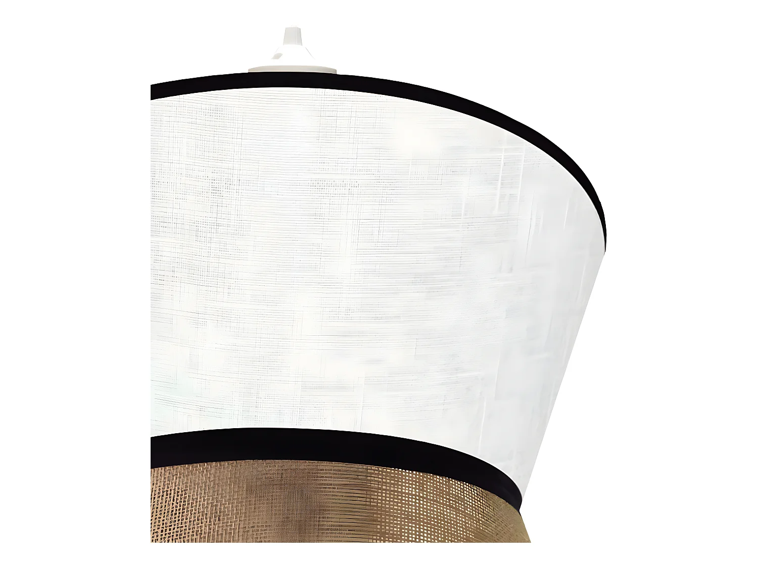 Sacolino hanglamp met witte bovenkant, linnen kap en zwarte lijnen, 1xE27 ø35cm