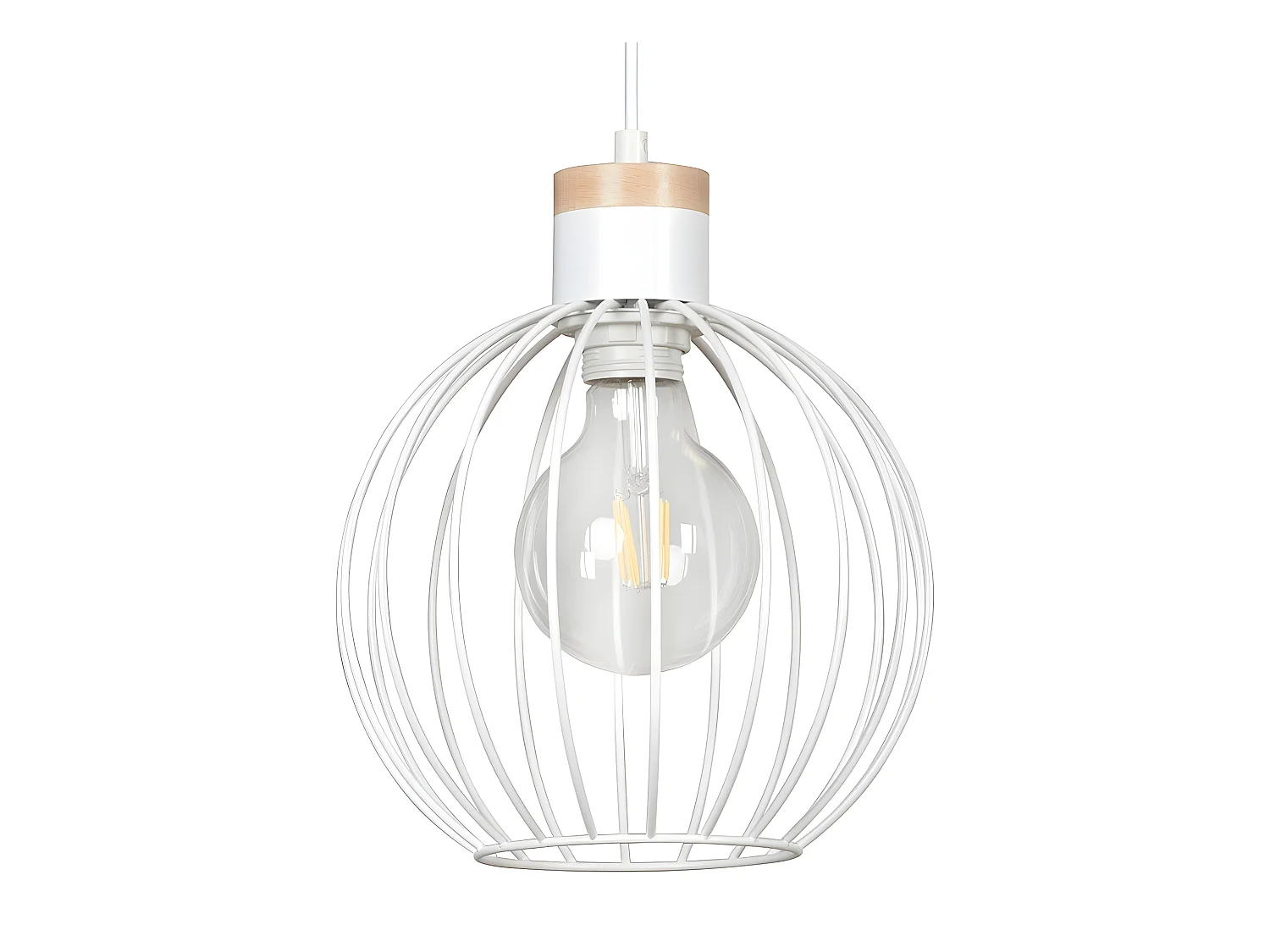 Regleta de techo Antilla nórdico con 3 esferas en rejilla blanco y piezas de madera 3xE27