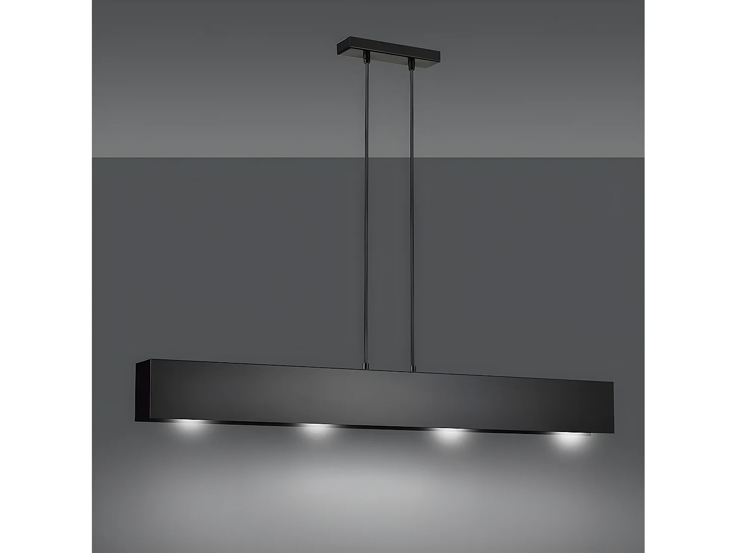 Plafonnier linéaire Tarlen avec structure métallique rectangulaire 4 lumières 4xE27